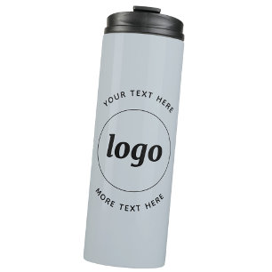 Einfaches Logo mit Text Powder Blue Business Thermosbecher