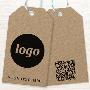 Einfaches Logo mit Text- und QR-Code-Tags Geschenkanhänger