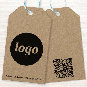 Einfaches Logo mit Text- und QR-Code-Tags Geschenkanhänger