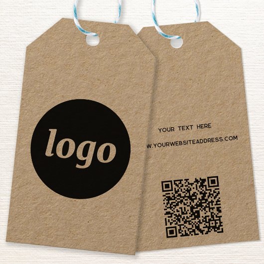 Einfaches Logo mit Text- und QR-Code-Tags Geschenkanhänger