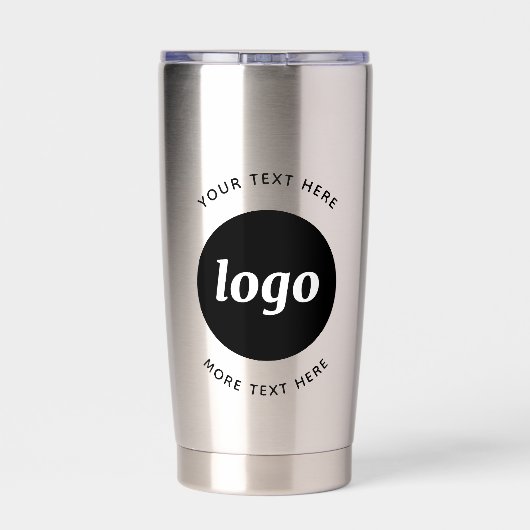 Einfaches Logo mit Textwerbung Thermobecher (Rückseite)
