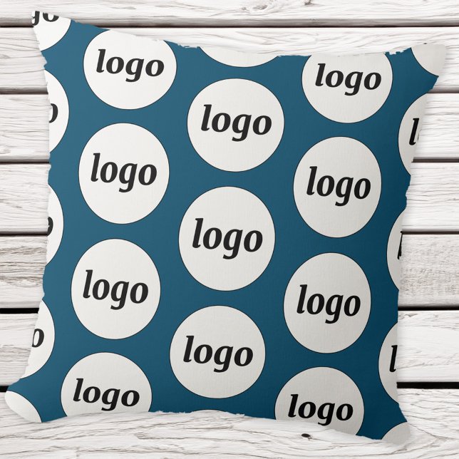 Einfaches Logo-Muster Aquamarin grün Kissen (Simple logo pattern business branding promotional teal green throw pillow)