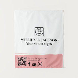 Einfaches Logo QR Anbieter Event Promotionsdisplay Wandteppich