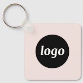 Einfaches Logo QR-Code Business Blush Rosa Schlüsselanhänger (Vorderseite)