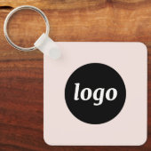 Einfaches Logo QR-Code Business Blush Rosa Schlüsselanhänger (Vorderseite)