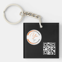 Einfaches Logo QR-Code Business Hellgelb Schlüsselanhänger