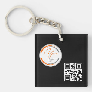 Einfaches Logo QR-Code Business Hellgelb Schlüsselanhänger
