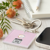 Einfaches Logo QR-Code Geschäft Rosa Schlüsselanhänger (Vorderseite rechts)