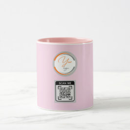 Einfaches Logo QR-Code Geschäft Rosa Tasse