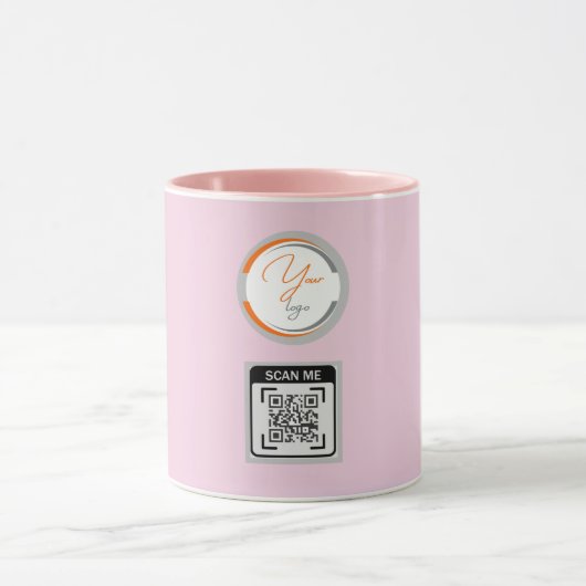 Einfaches Logo QR-Code Geschäft Rosa Tasse (Zentrum)