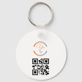 Einfaches Logo QR-Code Geschäft Weiß Schlüsselanhänger