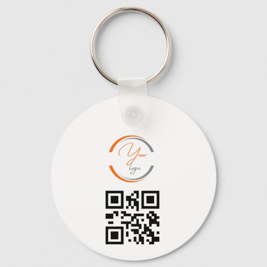 Einfaches Logo QR-Code Geschäft Weiß Schlüsselanhänger (Vorderseite)
