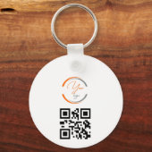 Einfaches Logo QR-Code Geschäft Weiß Schlüsselanhänger (Vorderseite)