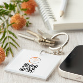 Einfaches Logo QR-Code Geschäft Weiß Schlüsselanhänger (Vorderseite rechts)