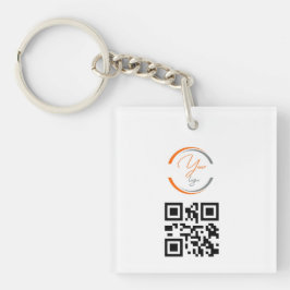 Einfaches Logo QR-Code Geschäft Weiß Schlüsselanhänger