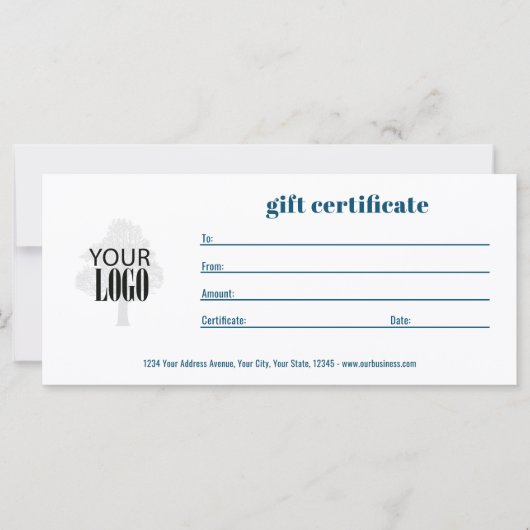 Einfaches Logo QR Code Geschenkzertifikat blau (Vorderseite)