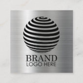 Einfaches Logo QR Code Modernes Metallisches Silbe Quadratische Visitenkarte (Vorderseite)