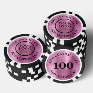 Einfaches Logo & Text Business Pink Casino-Fundrai Pokerchips