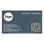 Einfaches Logo und QR-Code Anthrazitgrau Magnetische Visitenkarte (Vorderseite)