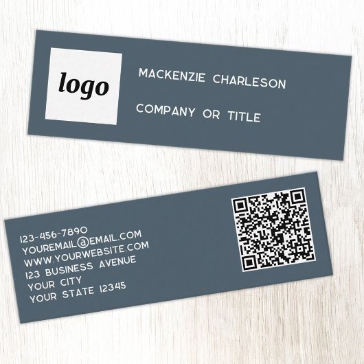 Einfaches Logo und QR-Code Anthrazitgrau Mini Visitenkarte
