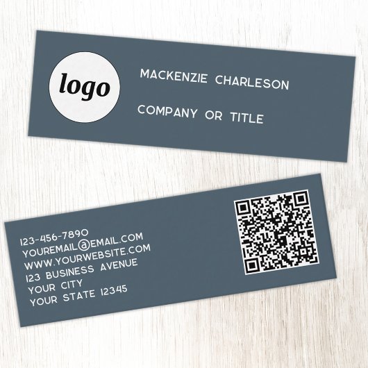 Einfaches Logo und QR-Code Anthrazitgrau Mini Visitenkarte