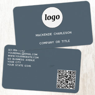 Einfaches Logo und QR-Code Anthrazitgrau Visitenkarte