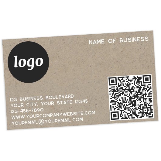 Einfaches Logo und QR Code Brown Paper Rechteckiger Aufkleber