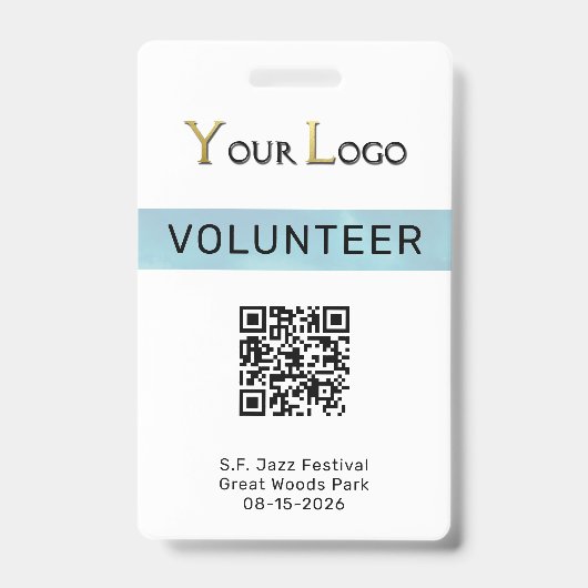 Einfaches Logo und QR-Code-Event  Ausweis (Vorderseite)