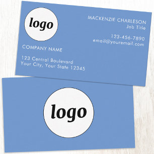 Einfaches Logo und Text Blau Visitenkarte