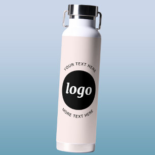 Einfaches Logo und Text Business Blush Pink Trinkflasche