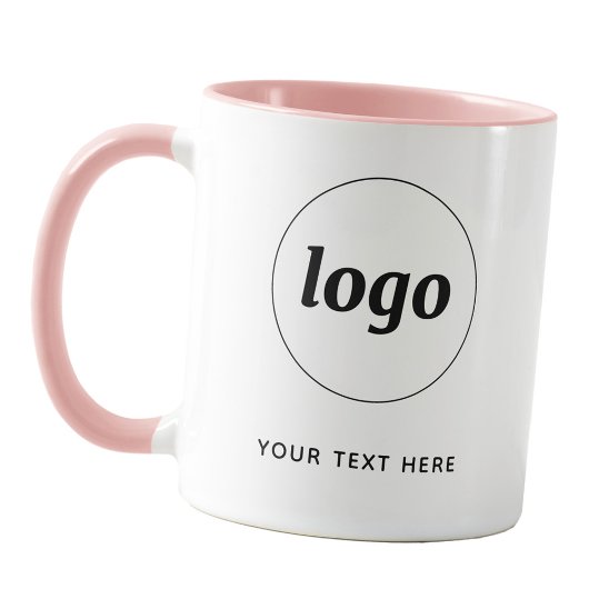 Einfaches Logo- und Text-Business-Branding in Rosa Tasse