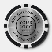 Einfaches Logo und Text Business Silber Promotion Pokerchips (Vorderseite)