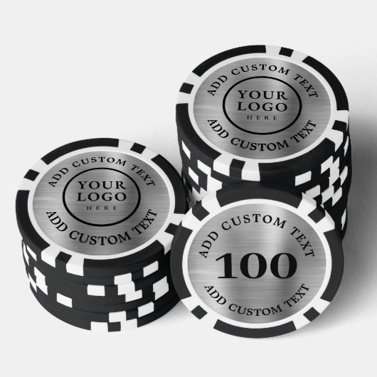 Einfaches Logo und Text Business Silber Promotion Pokerchips (Stapel)