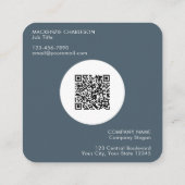 Einfaches Logo und Text QR-Code Anthrazitgrau Quadratische Visitenkarte (Rückseite)