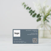 Einfaches Logo und Text QR-Code Anthrazitgrau Visitenkarte (Stehend Vorderseite)