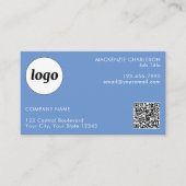 Einfaches Logo und Text QR-Code Blau Visitenkarte (Vorderseite)