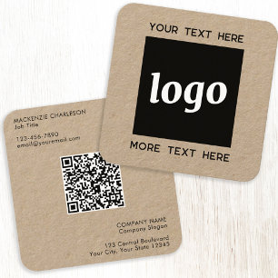 Einfaches Logo und Text QR-Code Kraft Quadratische Visitenkarte