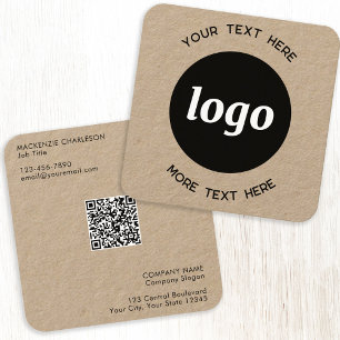 Einfaches Logo und Text QR-Code Kraft Quadratische Visitenkarte