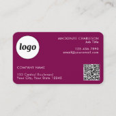 Einfaches Logo und Text QR-Code Magenta Pink Visitenkarte (Vorderseite)