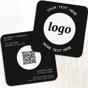 Einfaches Logo und Text QR-Code Schwarzes Quadrat Quadratische Visitenkarte