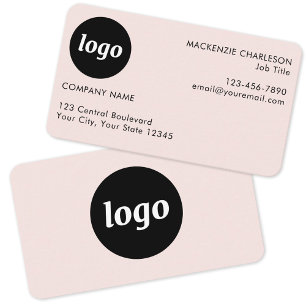 Einfaches Logo und Text Rosa Visitenkarte