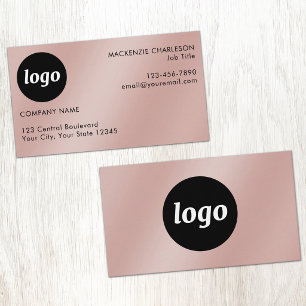 Einfaches Logo und Text Roségold-Metall-Effekt Visitenkarte