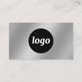 Einfaches Logo und Text Silber-Effekt Visitenkarte (Rückseite)
