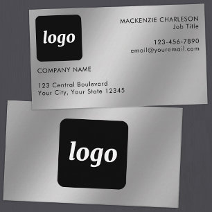 Einfaches Logo und Text Silber-Effekt Visitenkarte