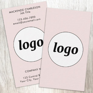 Einfaches Logo und vertikaler Blush-Pink-Text Visitenkarte