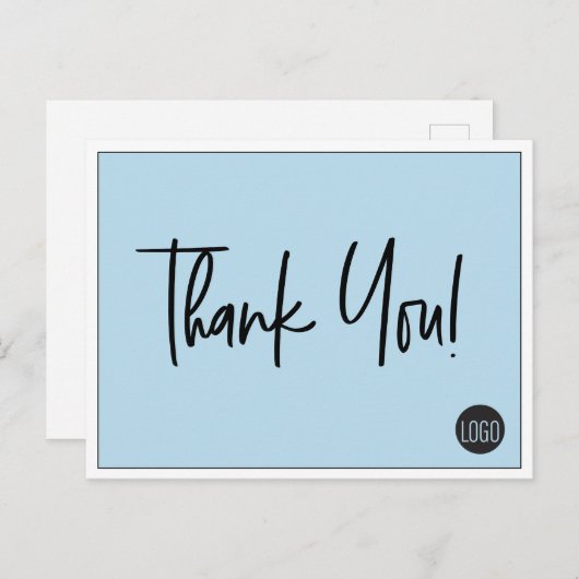 Einfaches Logo von Custom Company Vielen Dank Blue Postkarte (Vorne/Hinten)