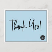 Einfaches Logo von Custom Company Vielen Dank Blue Postkarte (Vorderseite)