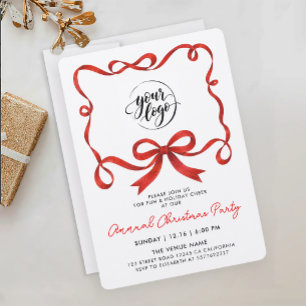 Einfaches Logo Weihnachten Rotes Band Calligraphy Einladung