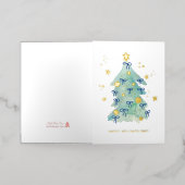Einfaches Logo Weihnachtsbaum Blaue Bänder Geschäf (Äußere Ablage)