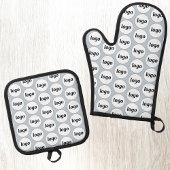 Einfaches Logo-Werbemuster Blau Ofenhandschuh & Topflappen-Set